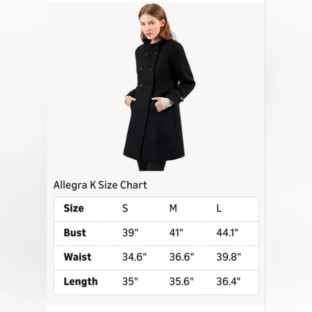 Allegra K Women's Stand Collar Double Breasted Slant Pockets Trendy Outwear Wint